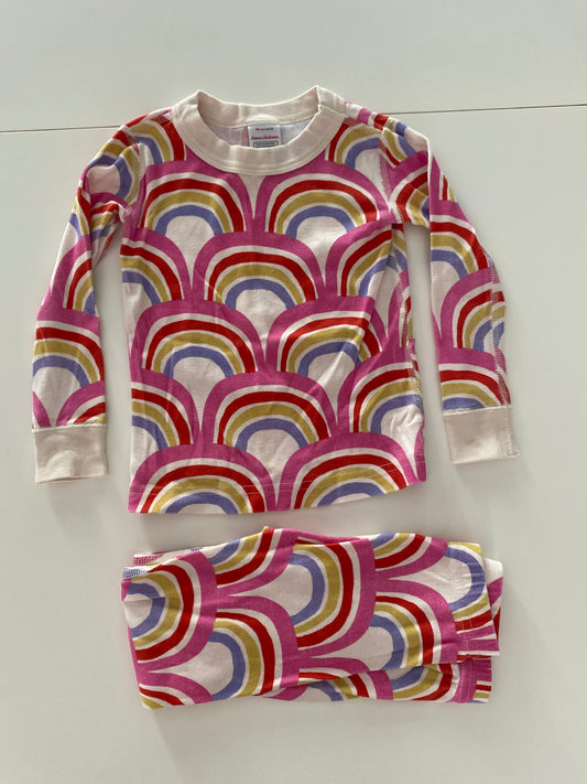 #117- Girls 3T, Hanna Andersson Rainbow Print Pajamas, Organic Cotton,VGUC