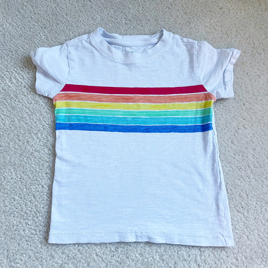 Girls Size 2-3 Primary Rainbow Stripe T-Shirt