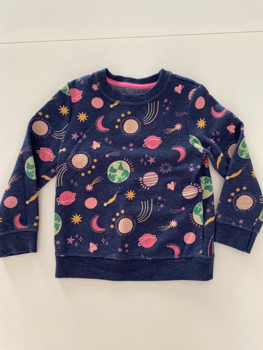 #117- Girls 4T, Cat & Jack blue planet sweatshirt, GUC