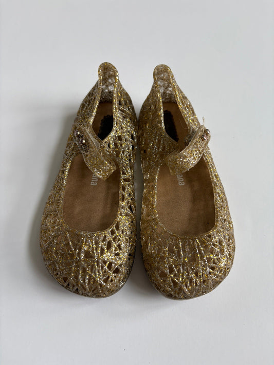 Seller #105 - Size 8c Girls Mini Melissa Campana Gold Shoes GUC - RUN SMALL