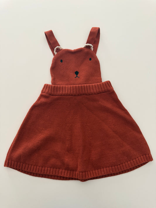 #117, Girls 24M, Hanna Andersson rust brown bear skirted jumper, New