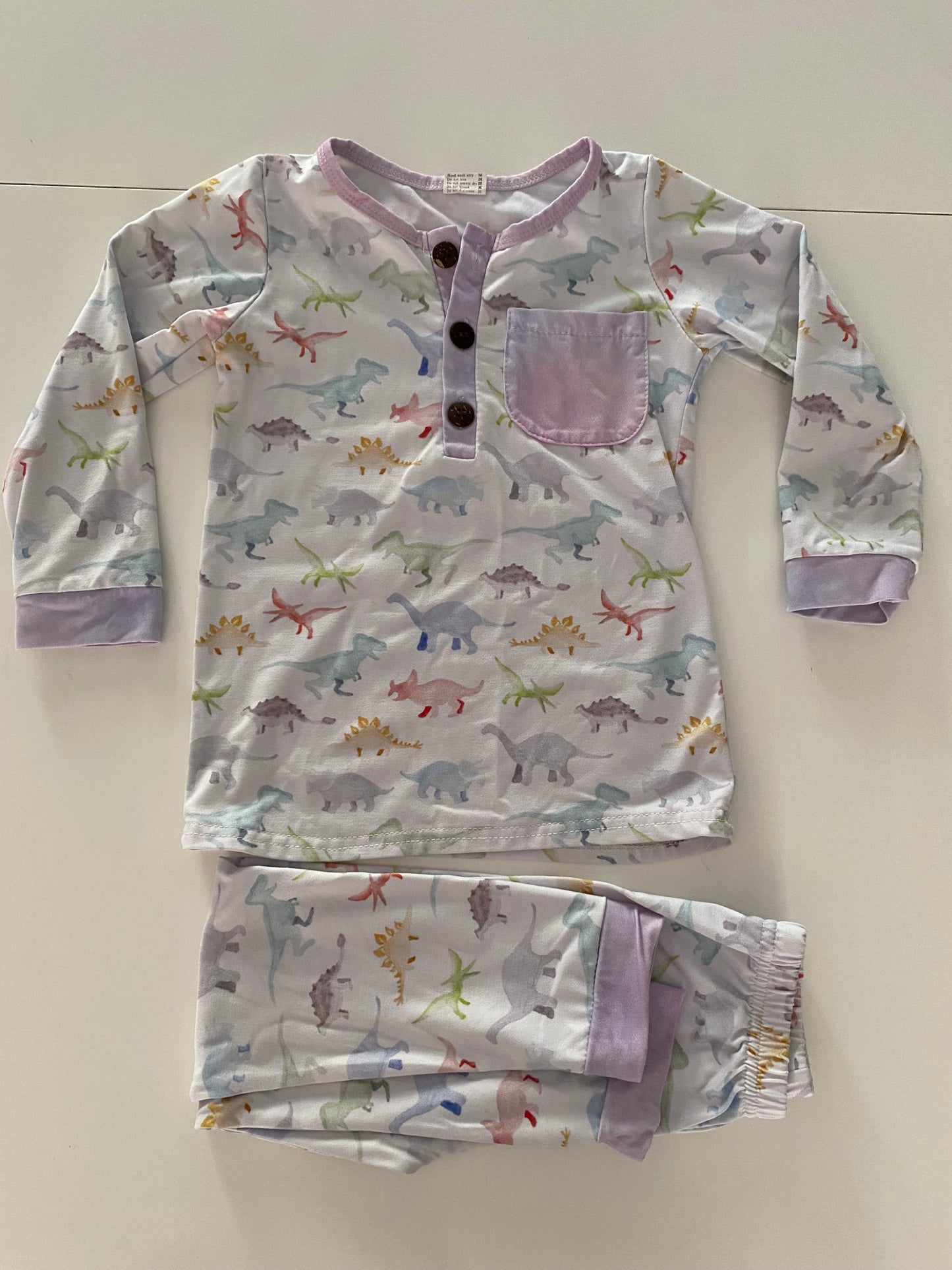 #117-Girls 3T, Boutique Watercolor Dinosaur Print Pajamas, VGUC,*reduced*