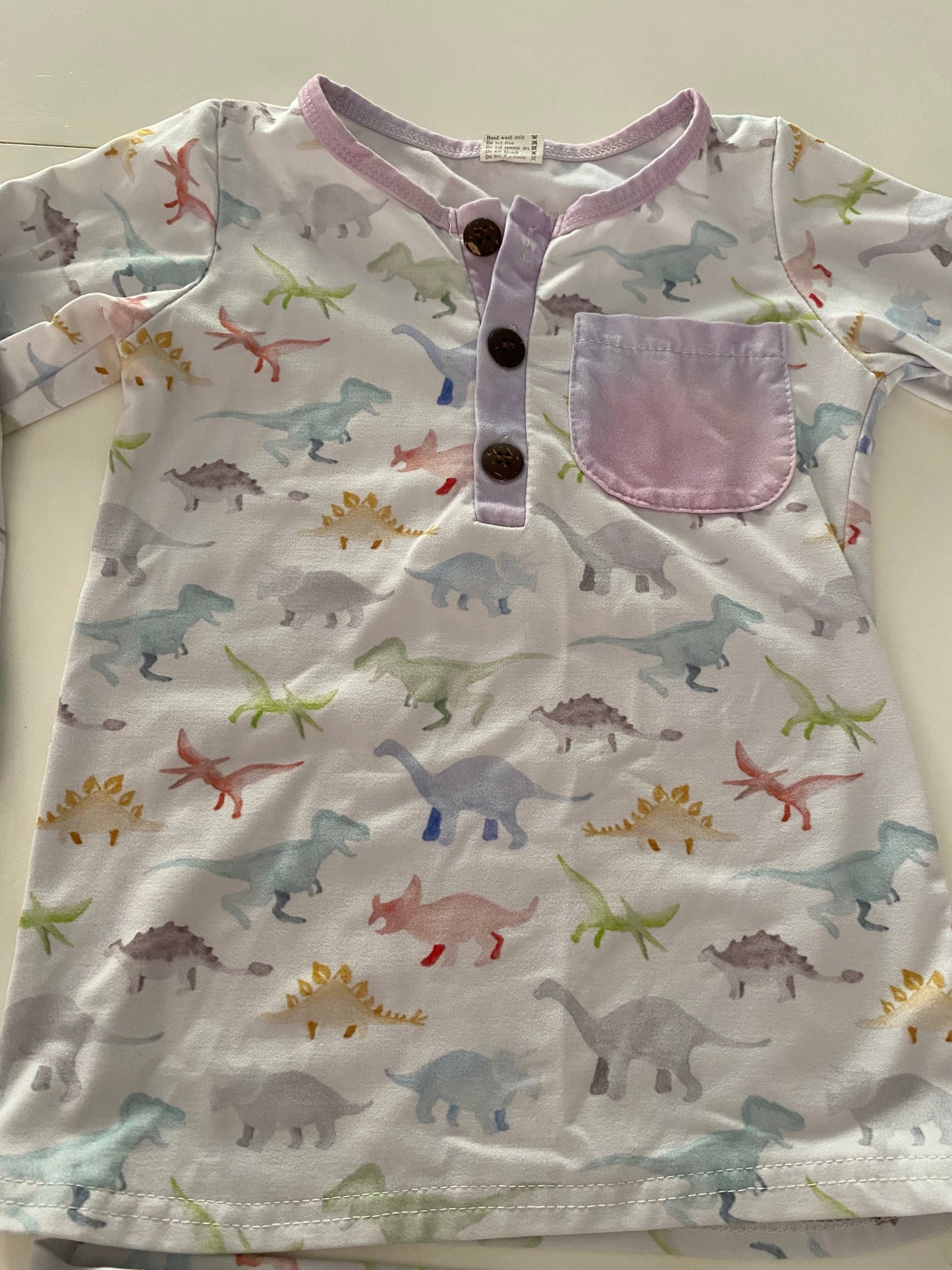 #117-Girls 3T, Boutique Watercolor Dinosaur Print Pajamas, VGUC,*reduced*