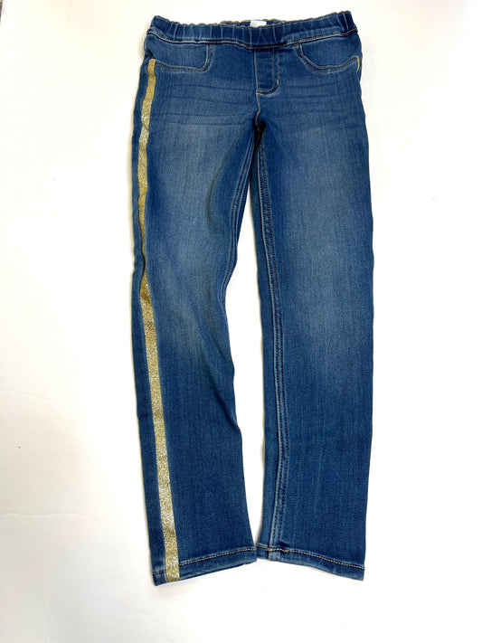 Girls Carter Kids Size 7 Pull On Jeans with Gold Sparkle 'Tuxedo Stripe' VGUC