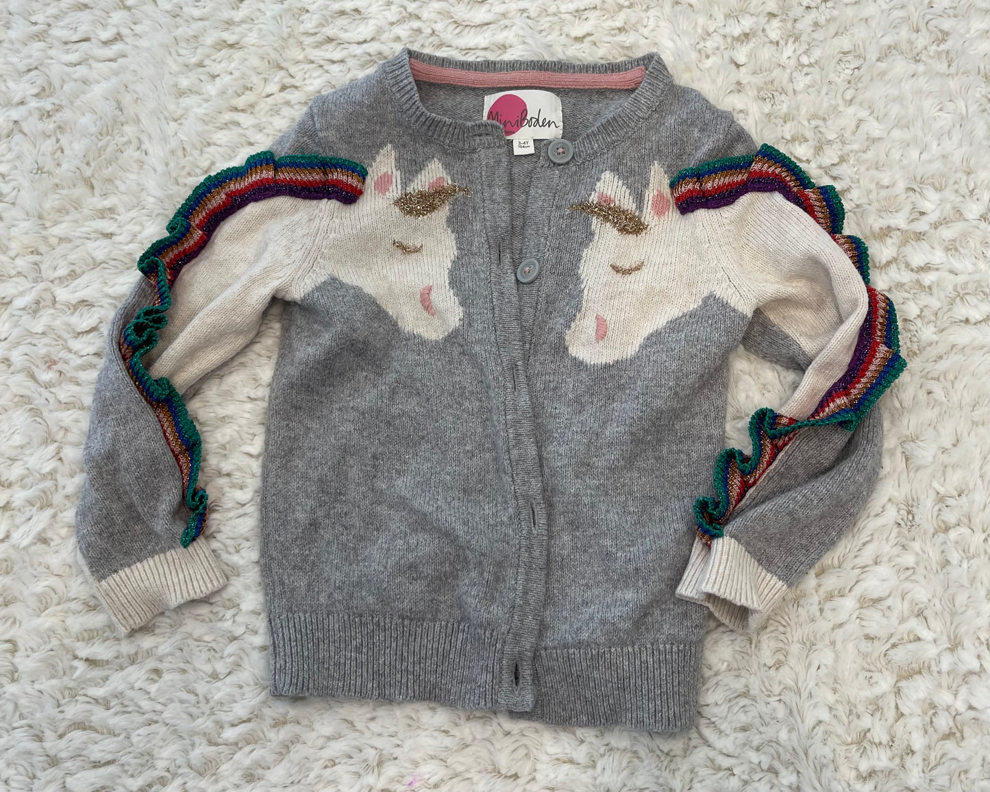 3/4 mini Boden unicorn sweater EUC