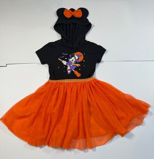 #180 Girls XS 4/5 Disney Minnie Mouse Halloween Dress with Mouse Ear Hoodies and Tulle Skirt (1 of 2)