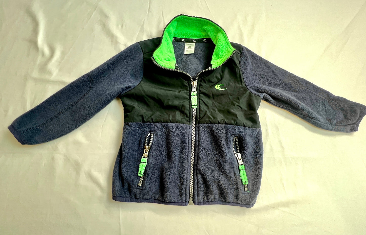 2T Athletic Jacket Navy Blue and Green GUC