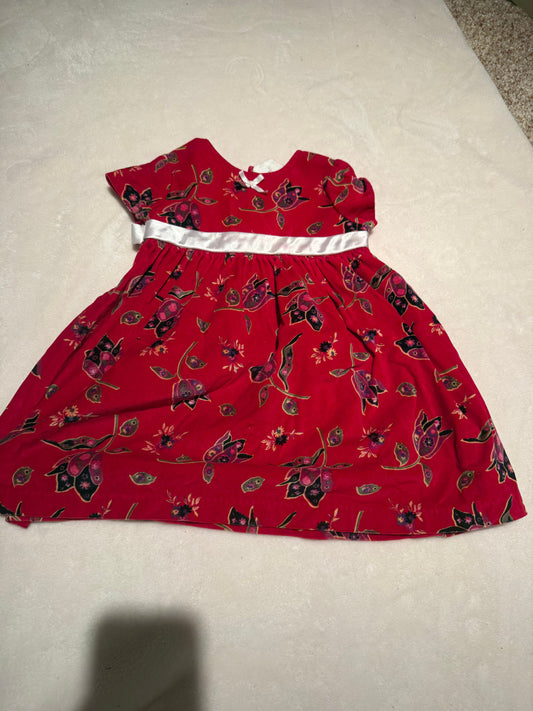 136 EUC red velvet floral 2t dress