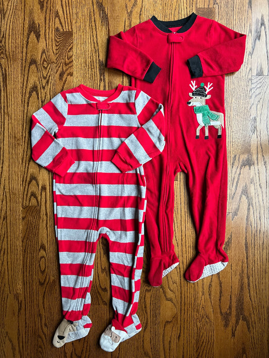 Seller #115 - REDUCED Carter’s Boys 3T Fleece Footed Christmas Pajamas (Set of 2), VGUC