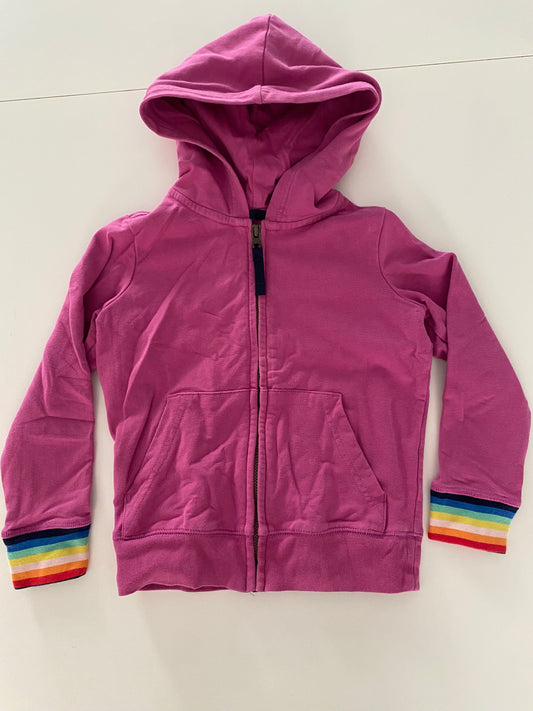 #117-Girls 3T, Primary Pink Full Zip Sweatshirt, Rainbow cuffs, VGUC,*reduced*