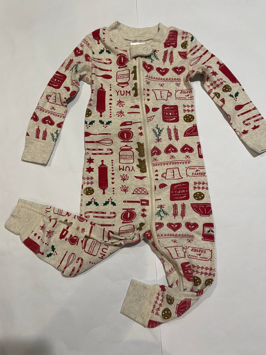 #126 Hanna Andersson 85 (2T) holiday cooking zipper jammies VGUC