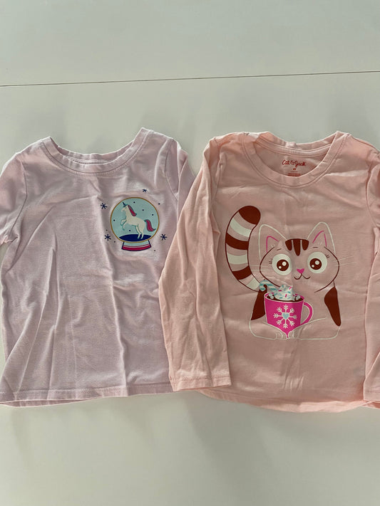 #117-Girls 4T, Cat & Jack pink shirt bundle, GUC