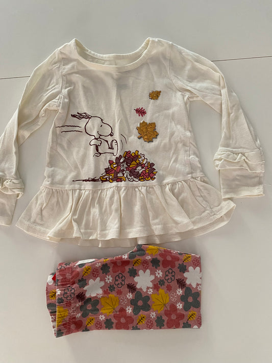 #117-Girls 3T, Peanuts Fall tunic set, GUC