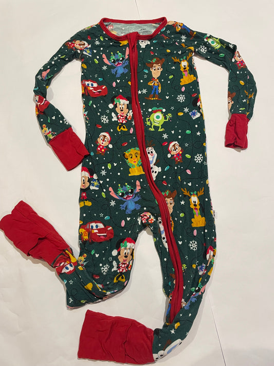 #126 Little Sleepies 3T Disney baby holiday zipper jammies EUC