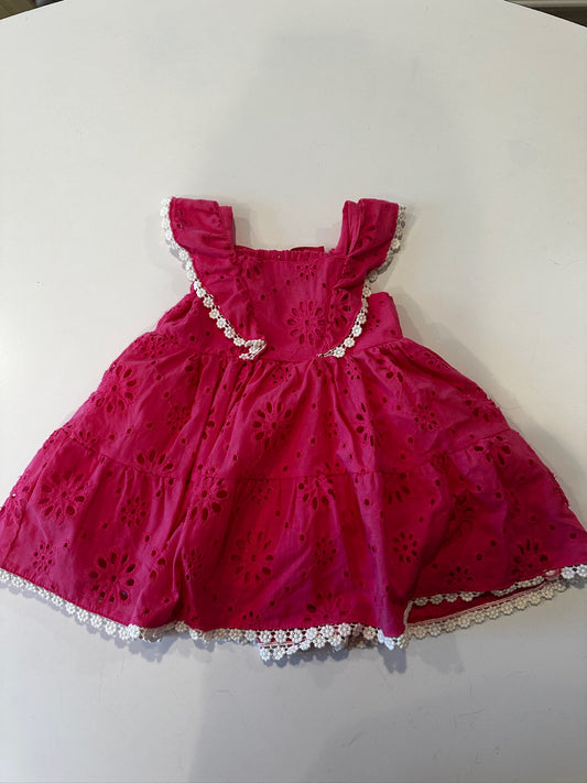 #33 baby girl pink eyelet dress size 12 month