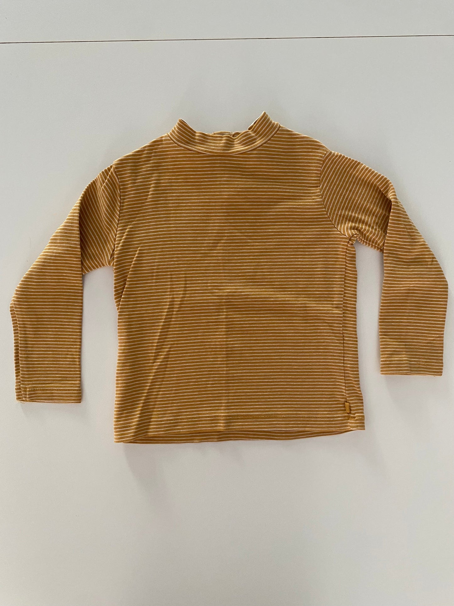 #117- Girls 3T, Zara yellow striped mock turtleneck shirt, VGUC