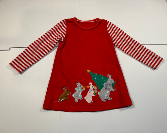 #180 Girls 110 (5) Fauxden Bunny Christmas Dress