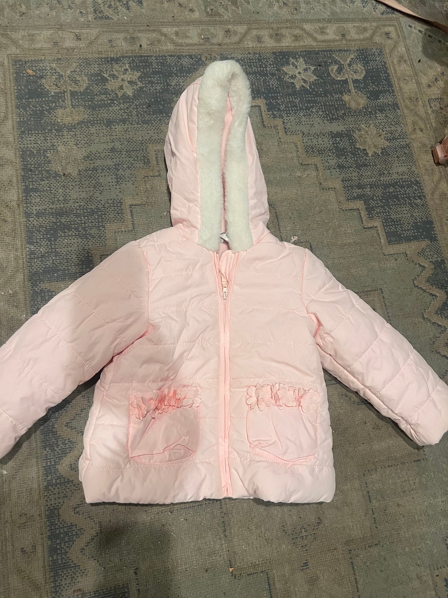 80b 3T little me pink coat 1 of 2