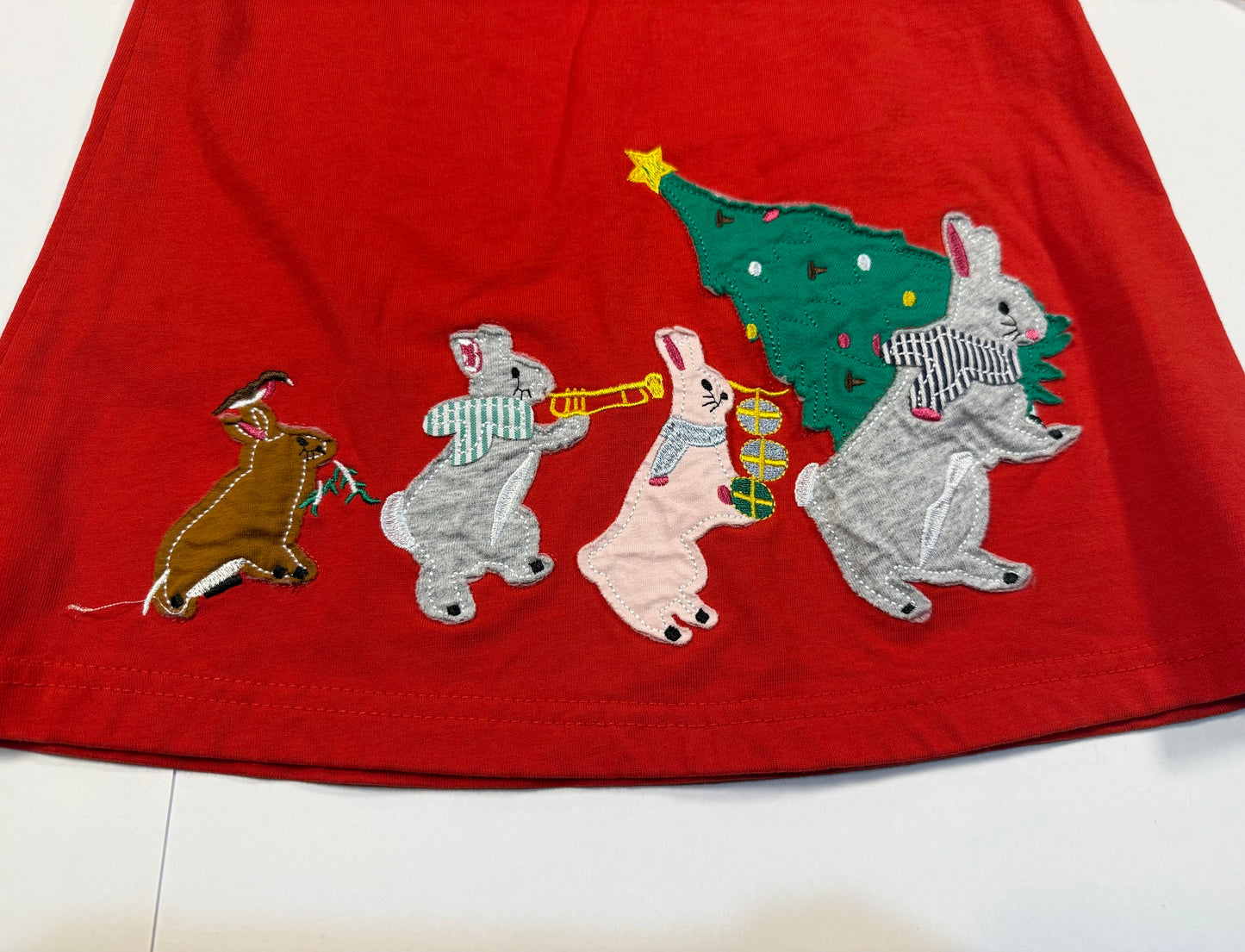 #180 Girls 110 (5) Fauxden Bunny Christmas Dress