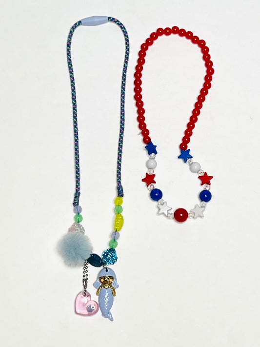 Girls Necklace Bundle - Mermaid and 4th of July EUC
