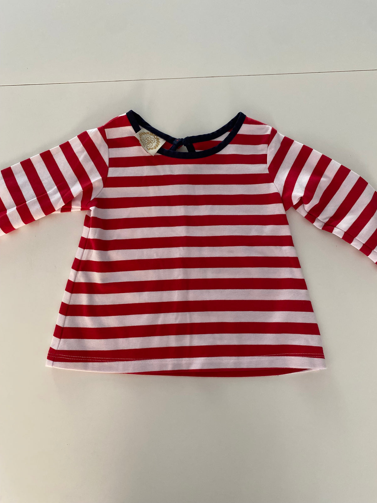 #117, Girls 2T, The Beaufort Bonnet Company  red & white striped shirt, VGUC