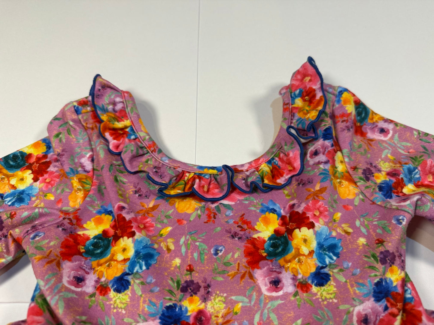 #180 Girls 5 Only Little Once Purple Floral Twirl Dress