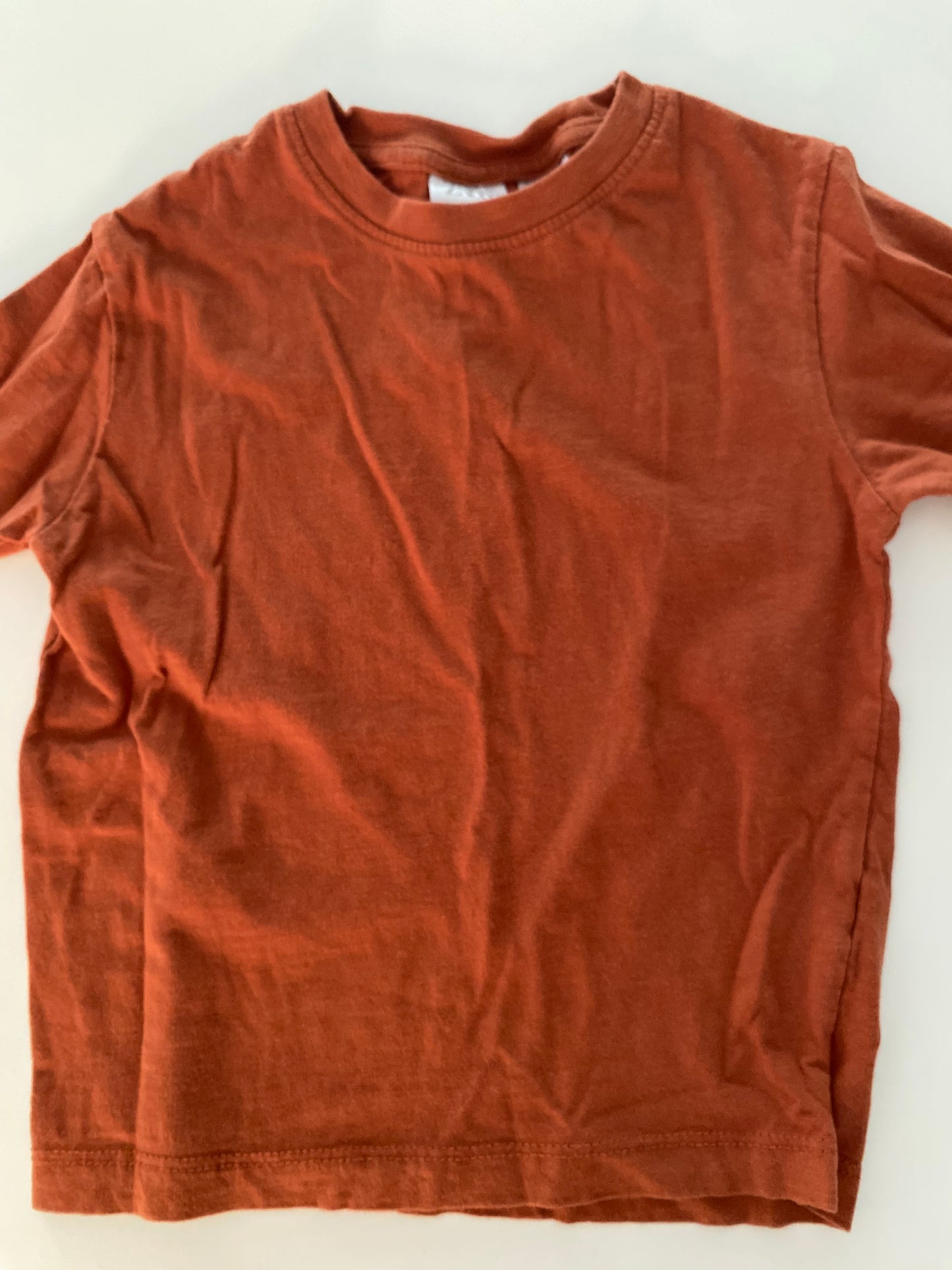 #117- Girls 4T, Zara shirt bundle, burnt red/black stripe & burnt red shirt, GUC