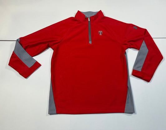#180 Boys Youth Medium 10-12 Under Armour Red Fitted Quarter Zip
