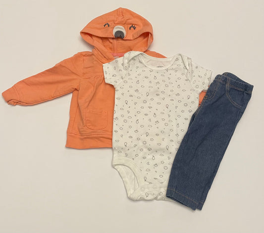 Girls 9M Carters Outfit ZipUp/Shirt/Pants