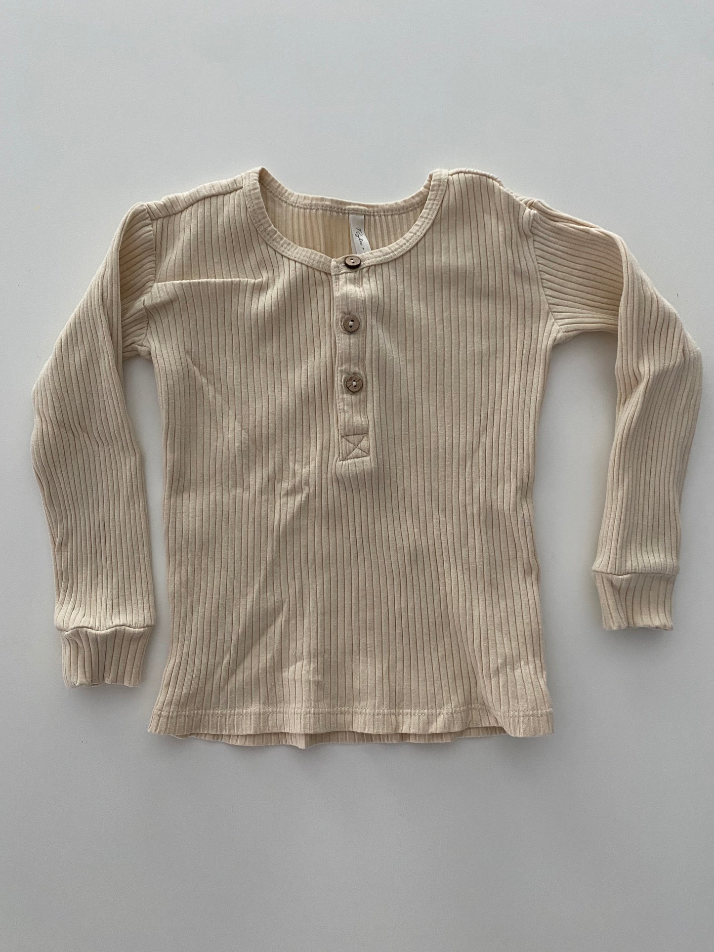 #117-Girls 3T, Rylee + Cru Ribbed Cream Shirt, EUC