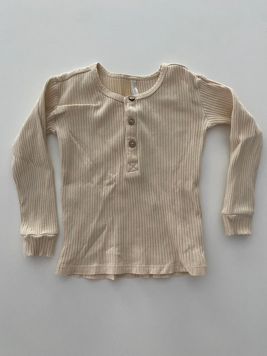 #117-Girls 3T, Rylee + Cru Ribbed Cream Shirt, EUC