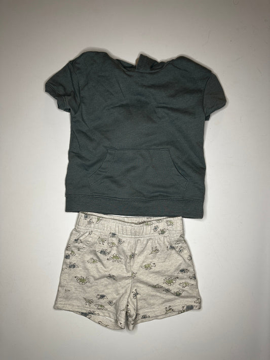 #33 REDUCED Carter's Boys 2T dinosaur shorts and hoodie (listing 2)