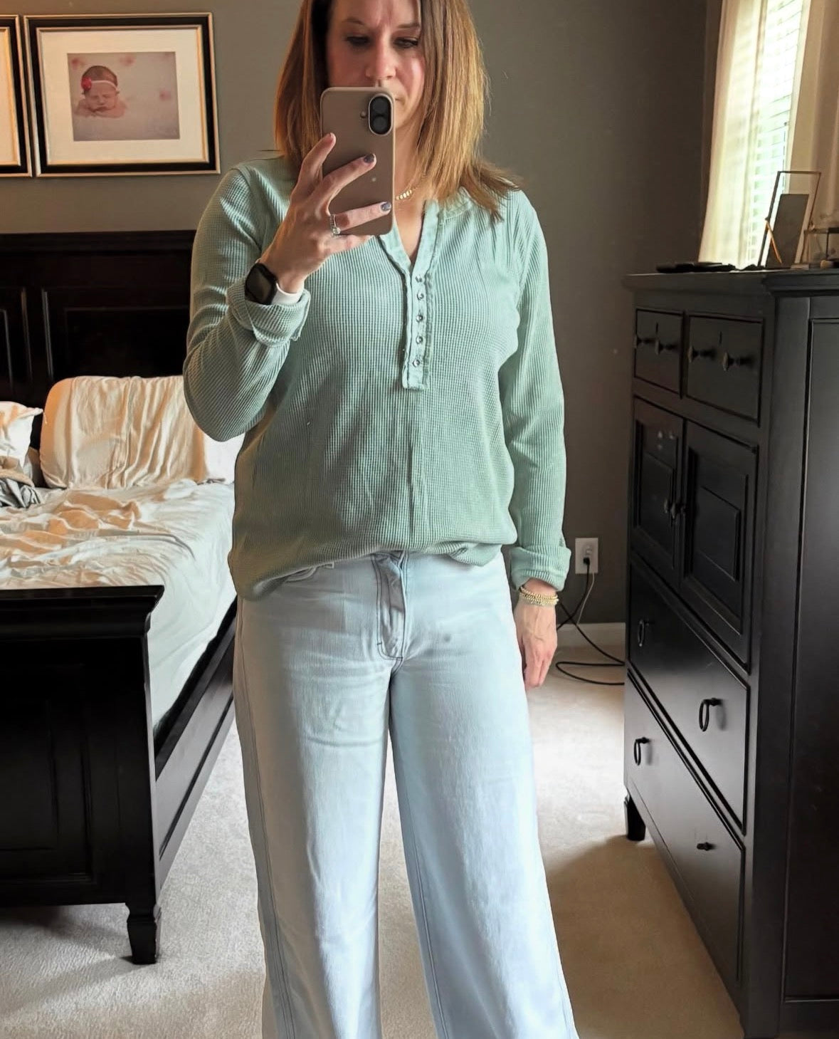 #28 REDUCED NEW Women’s Sage Green Henley - Size XL