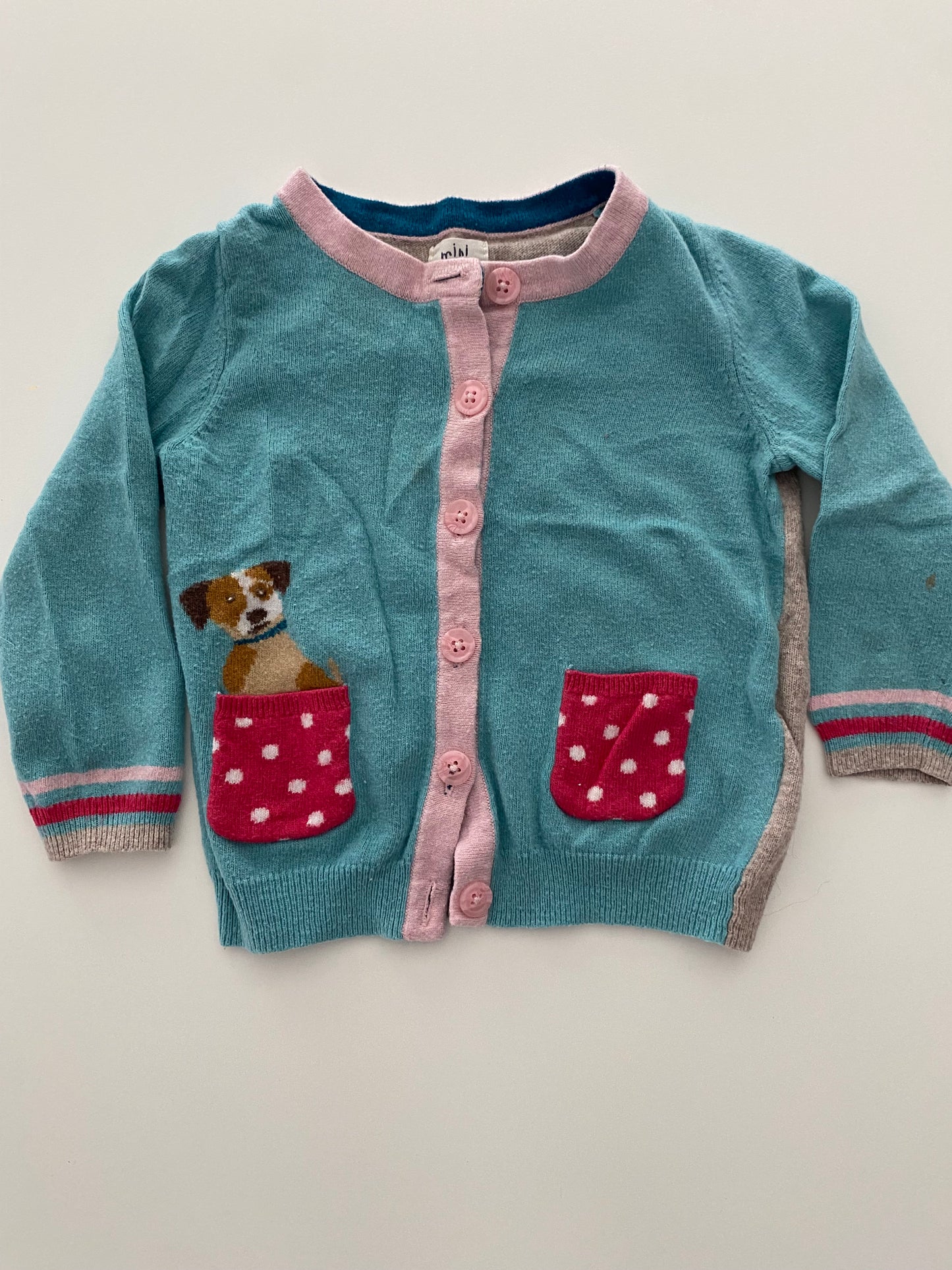#117- Girls 3T, Boden puppy button-down sweater, GUC