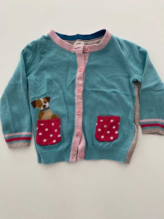 #117- Girls 3T, Boden puppy button-down sweater, GUC