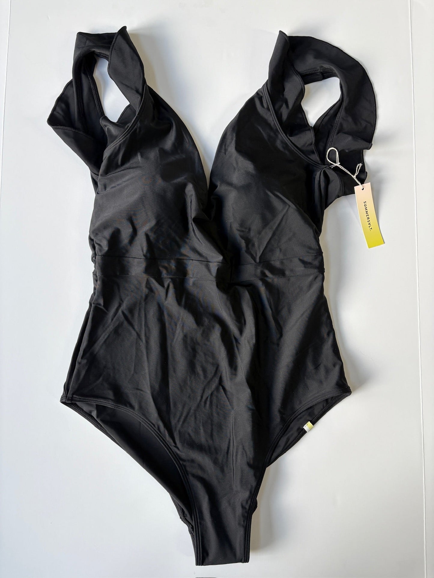 Seller #105 - NWT Women’s 12 Long Torso Black SummerSalt Backflip Ruffle Swimsuit