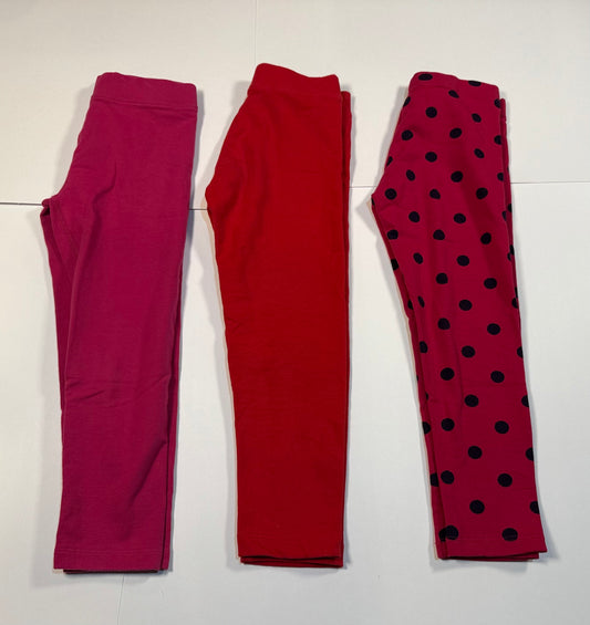 #180 Girls 5 Primary Legging Bundle - Red, Pink and Polka Dot