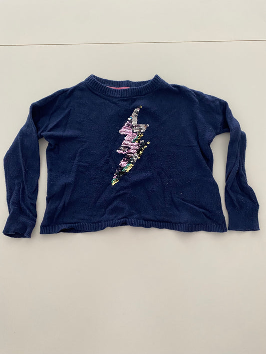 #117- Boden Navy Sweater w/ lightening bolt sequins, Girls 3-4T, VGUC
