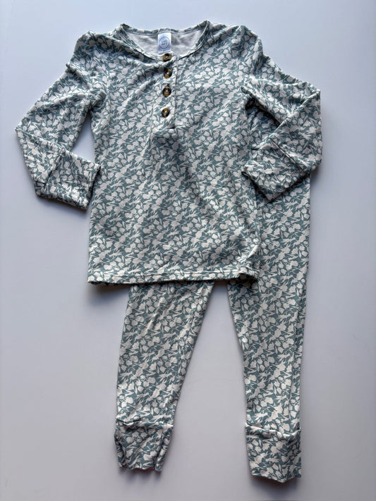 Seller #105 - Size 2T Girls Lou Lou & Co Lottie (Blue Floral) Top & Bottom Set - GUC