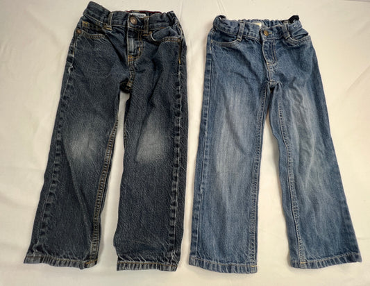 Boys 4T (2) Pairs of Blue Jeans with Adjustable Waist Gymboree & Oshkosh Straight EUC