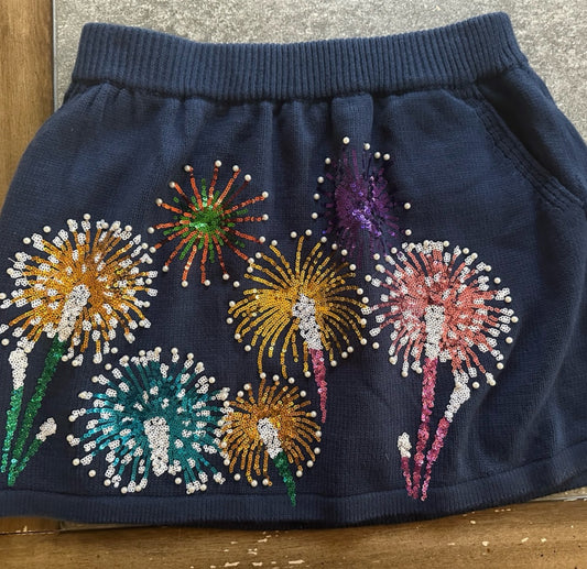 MEDIUM Queen of Sparkles Navy Fireworks Skirt