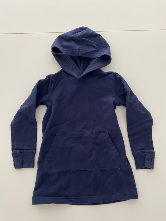 #117- Girls size 3, Primary navy hooded sweatshirt (long length), GUC