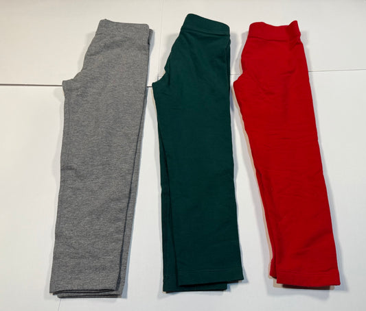 #180 Girls 5 Primary Legging Bundle - Red Green and Gray