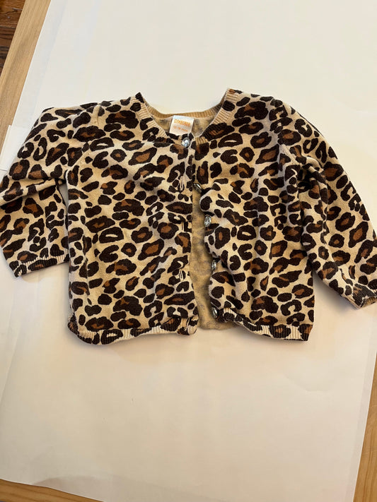 #36 Gymboree Leopard Cardigan Sweater with Crystal Buttons 12-18 Months