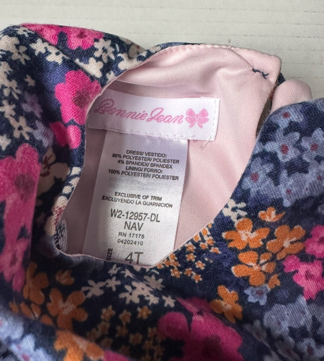 #93 Bonnie Jean Navy Floral Dress Girls 4T