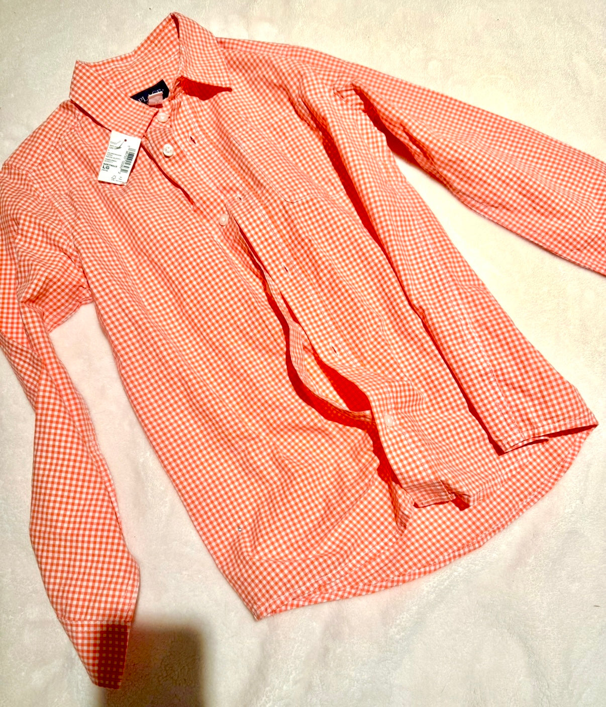 136 NWT Children’s Place orange gingham button down size L