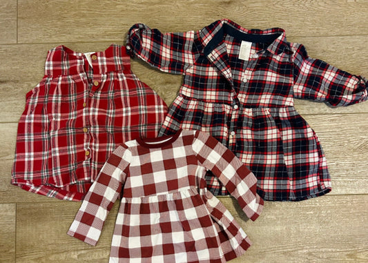 H&M and C&J 3-6m Plaid Dress Bundle