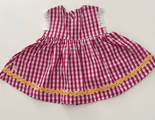 #117, Girls 4T, Wild Flowers pink & white gingham dress, New