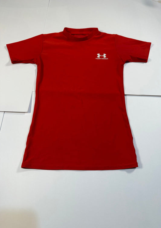 #180 Boys Youth Medium Under Armour Red Fitted Heatgear