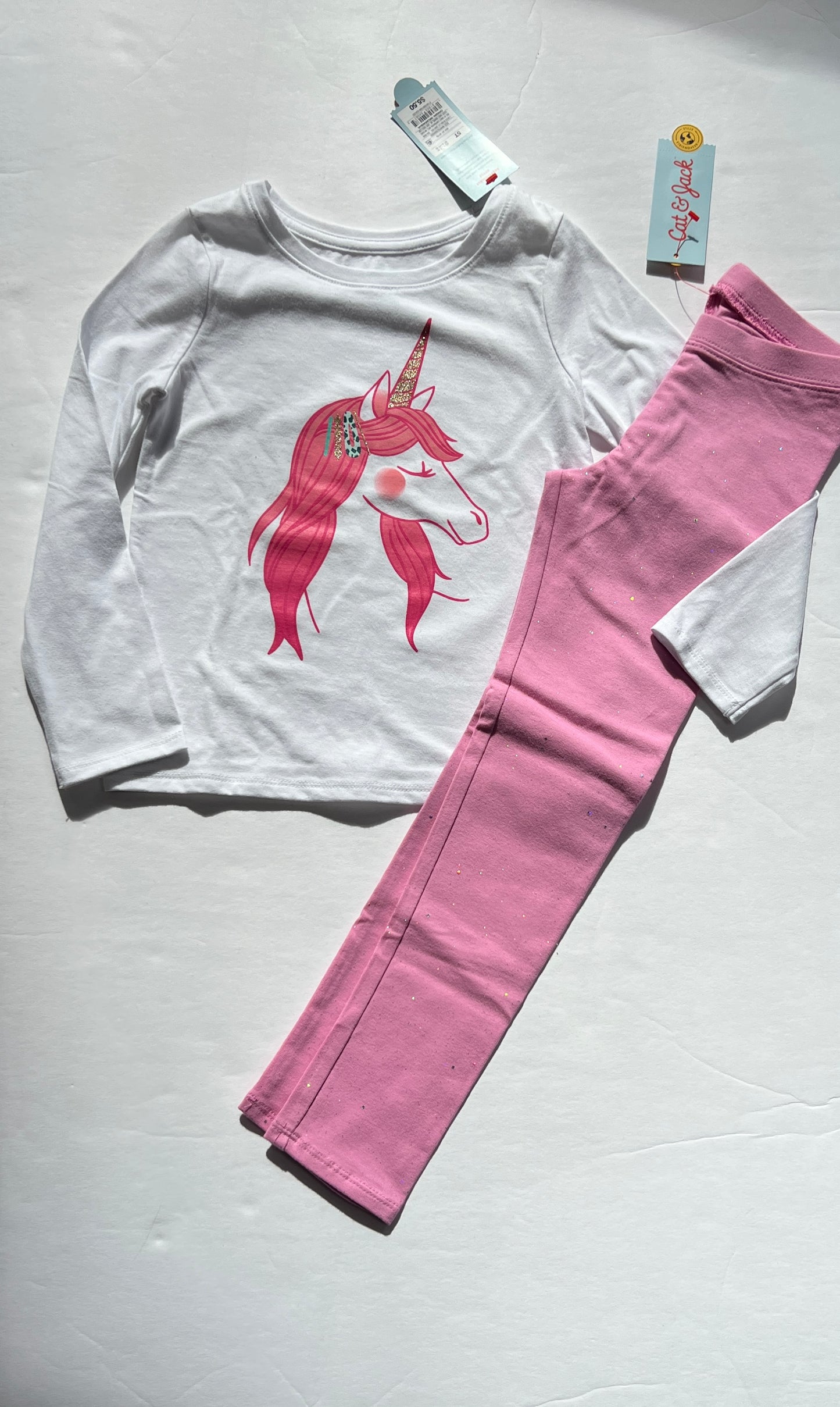 Girls Cat and Jack 5T Unicorn/Pink Sparkle Leggings Outfit Size  5T NWT